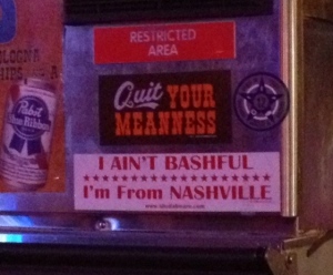 Somehow Nashvillians can make Bashful and Nashville rhyme...