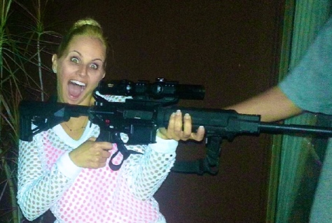 Crazy bitch with a gun.
