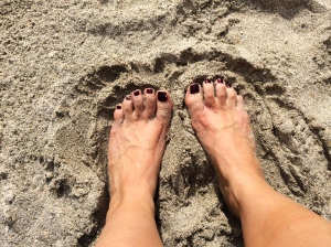 Toes in the sand with my chip and dip gut.